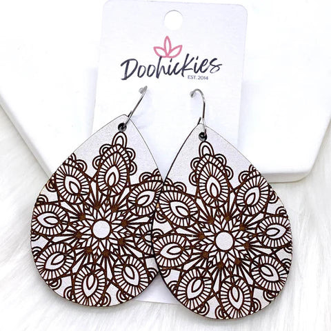 2.5" Mandala Embossed Wood Earrings