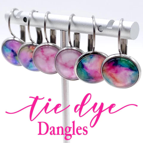 Tie Dye Round Dangle Earrings - Pink Persuasion