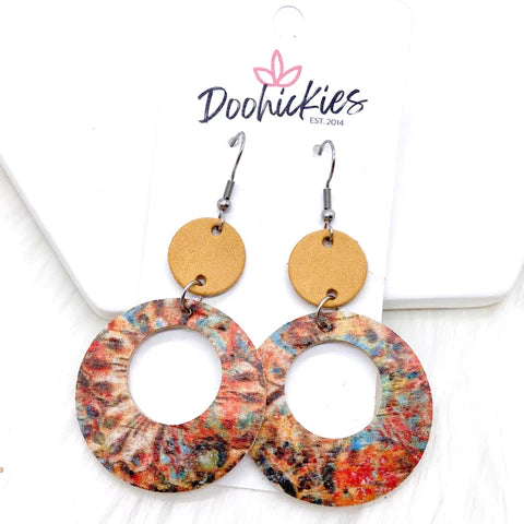 2.25" Tan & Tie Dye Floral Lil' O's