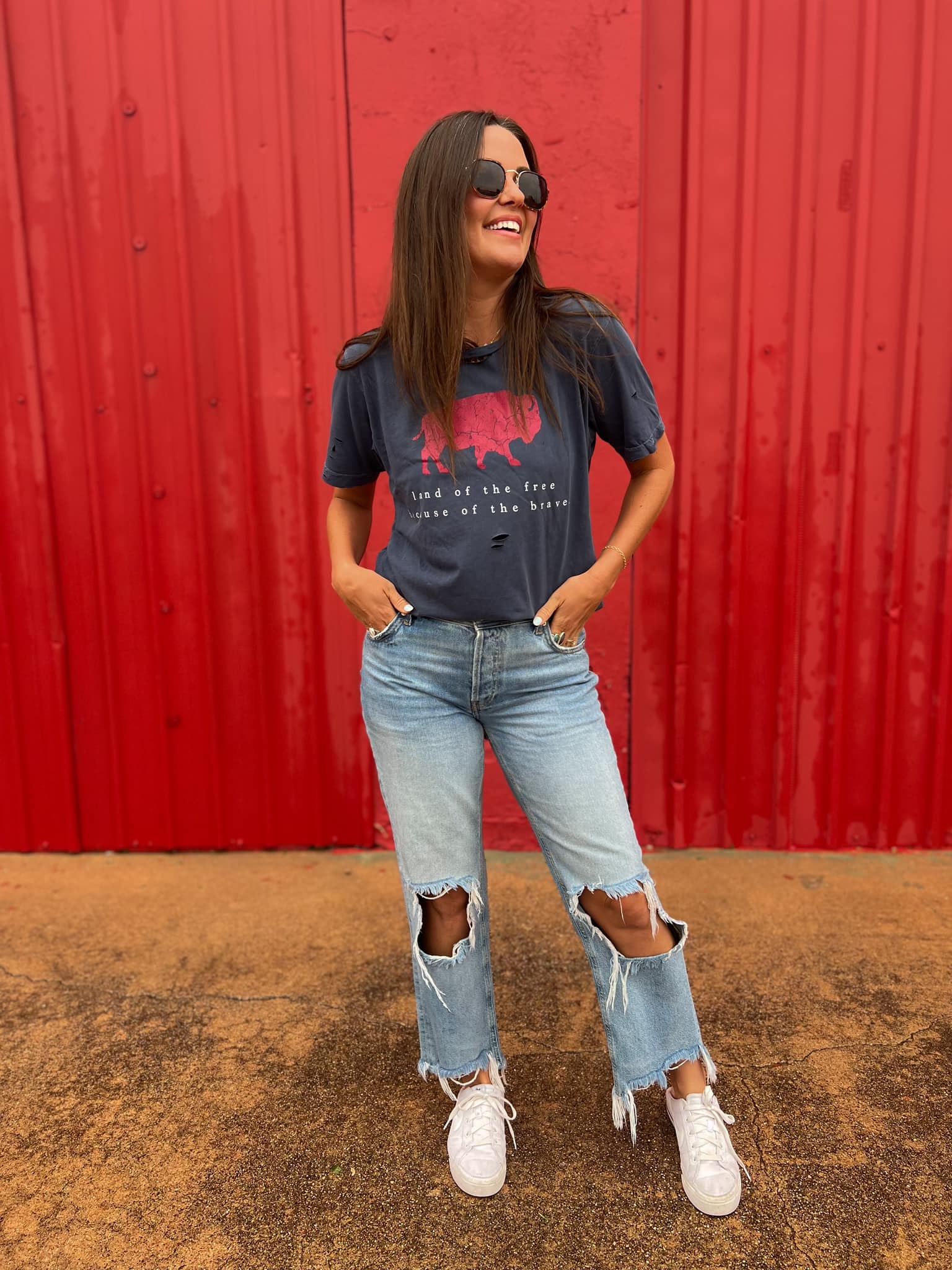 Brave Buffalo Distressed Graphic Tee