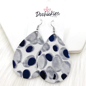 2.5" Metallic Puddle Collection Earrings- Navy