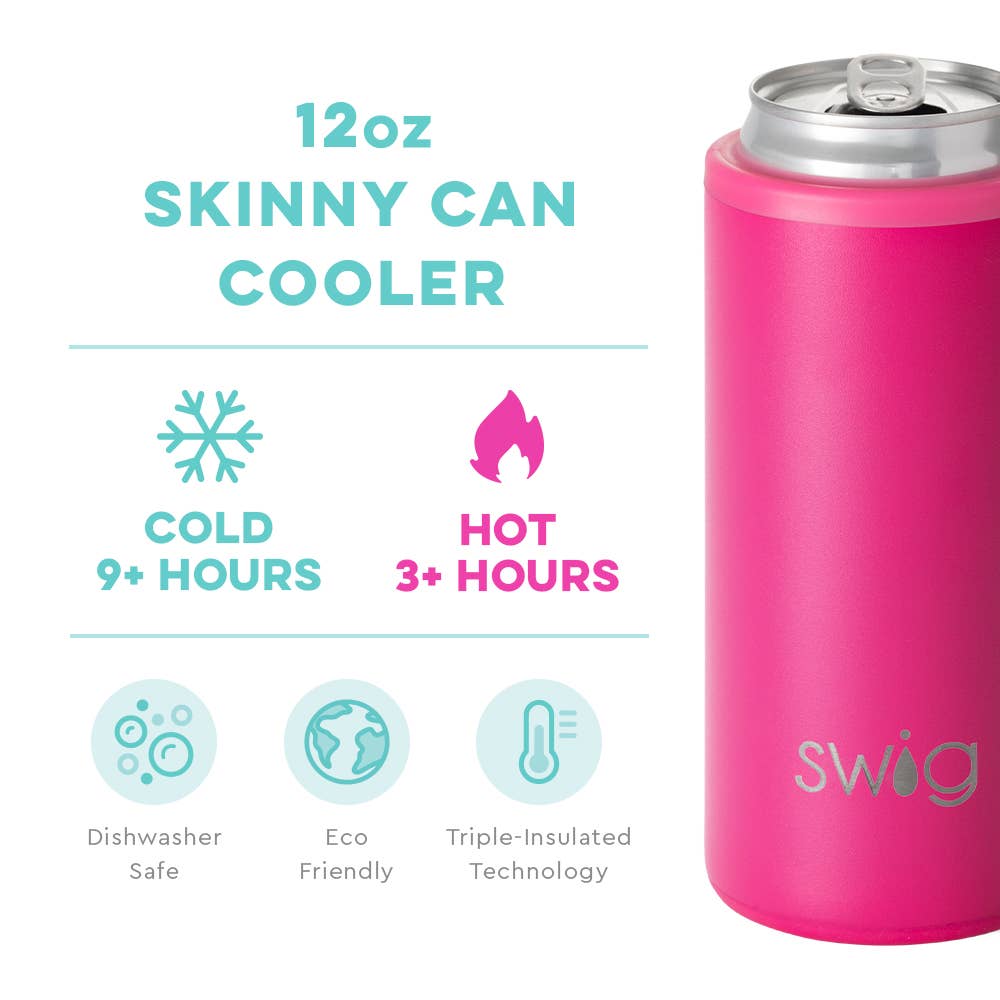Swig Hot Pink Skinny Can Cooler (12oz)