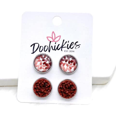 Autumn Leaves & Black Cherry Crystal Duo Studs