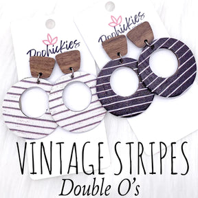 2" Walnut & Vintage Stripes Lil' O Dangles - Black