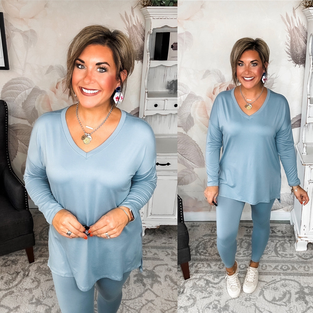 You Can't Resist This Loungewear Set - Blue Grey