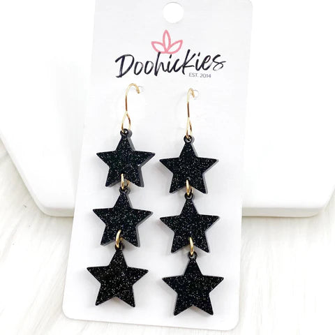 2.75" Shooting Star Drops Earrings - Black
