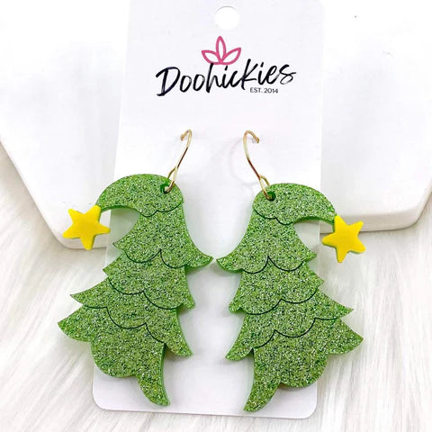 2" Whimsical Tree Christmas Acrylic Earrings