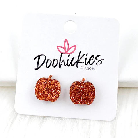 Pumpkin Studs Fall Acrylic Singles - Orange Glitter