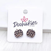 Pumpkin Studs Fall Acrylic Singles - Leopard