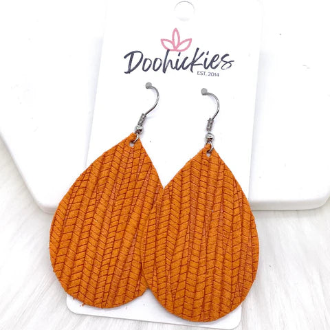 2" Autumn Gingham Mini Collection - Autumn Orange Bamboo Earrings