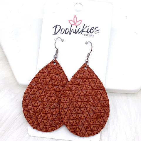 2" Autumn Gingham Mini Collection -Cinnamon Triangle Earrings