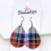 1.5" Multi-Color Tartan Plaid - Christmas Itty Bitty Earrings