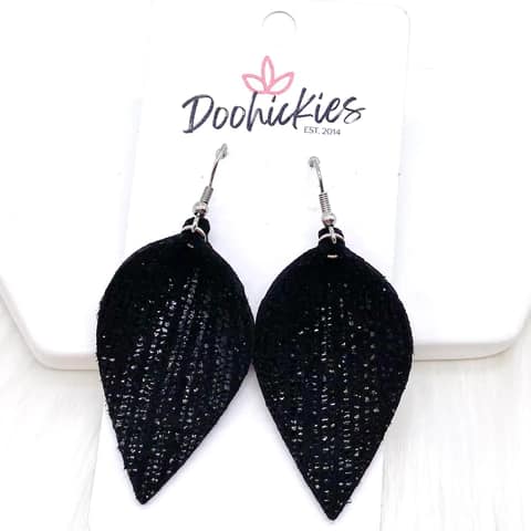 2" Black Rain Small Petal Earrings