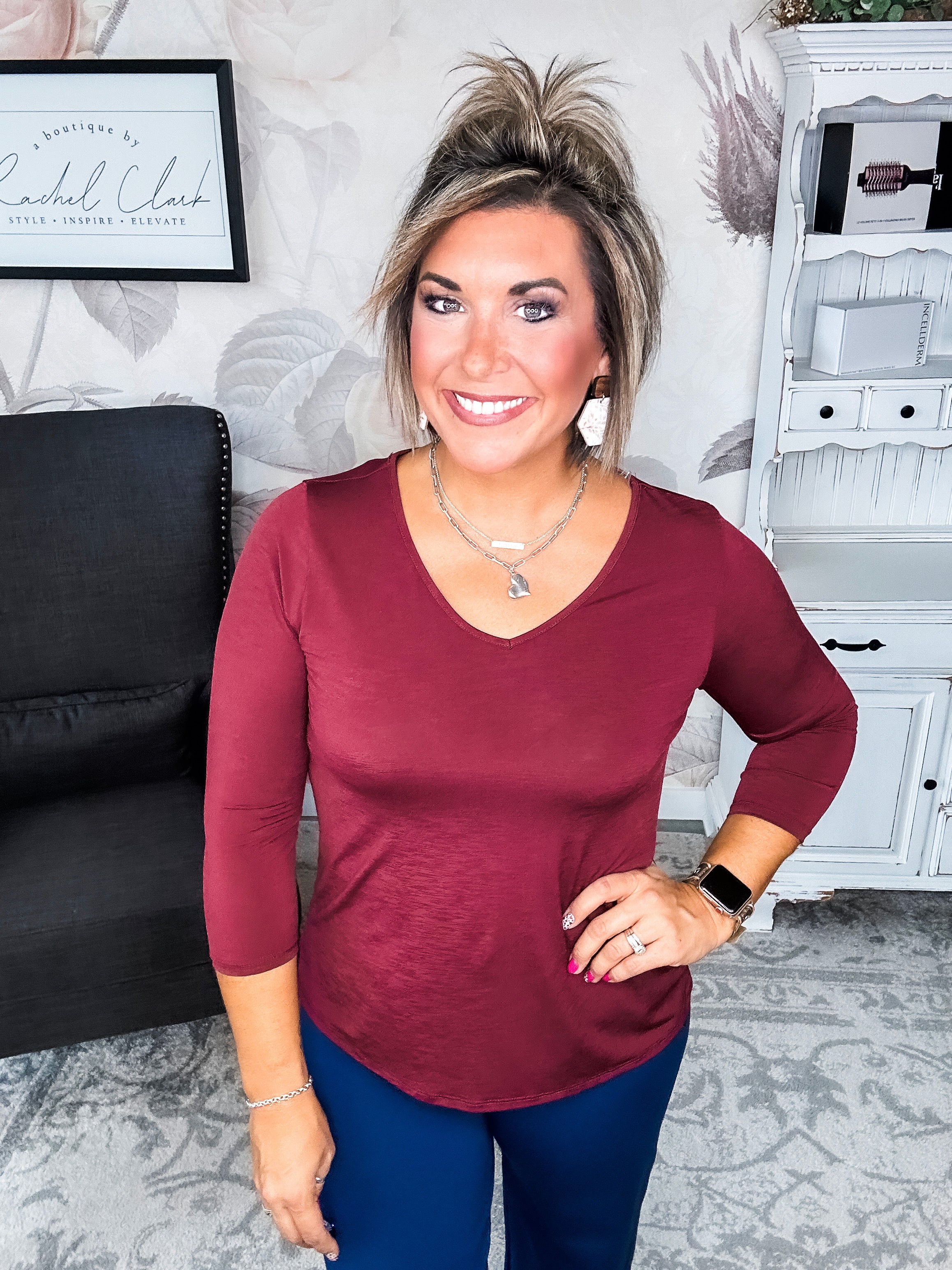 Find The Answer V-neck Top - Wine