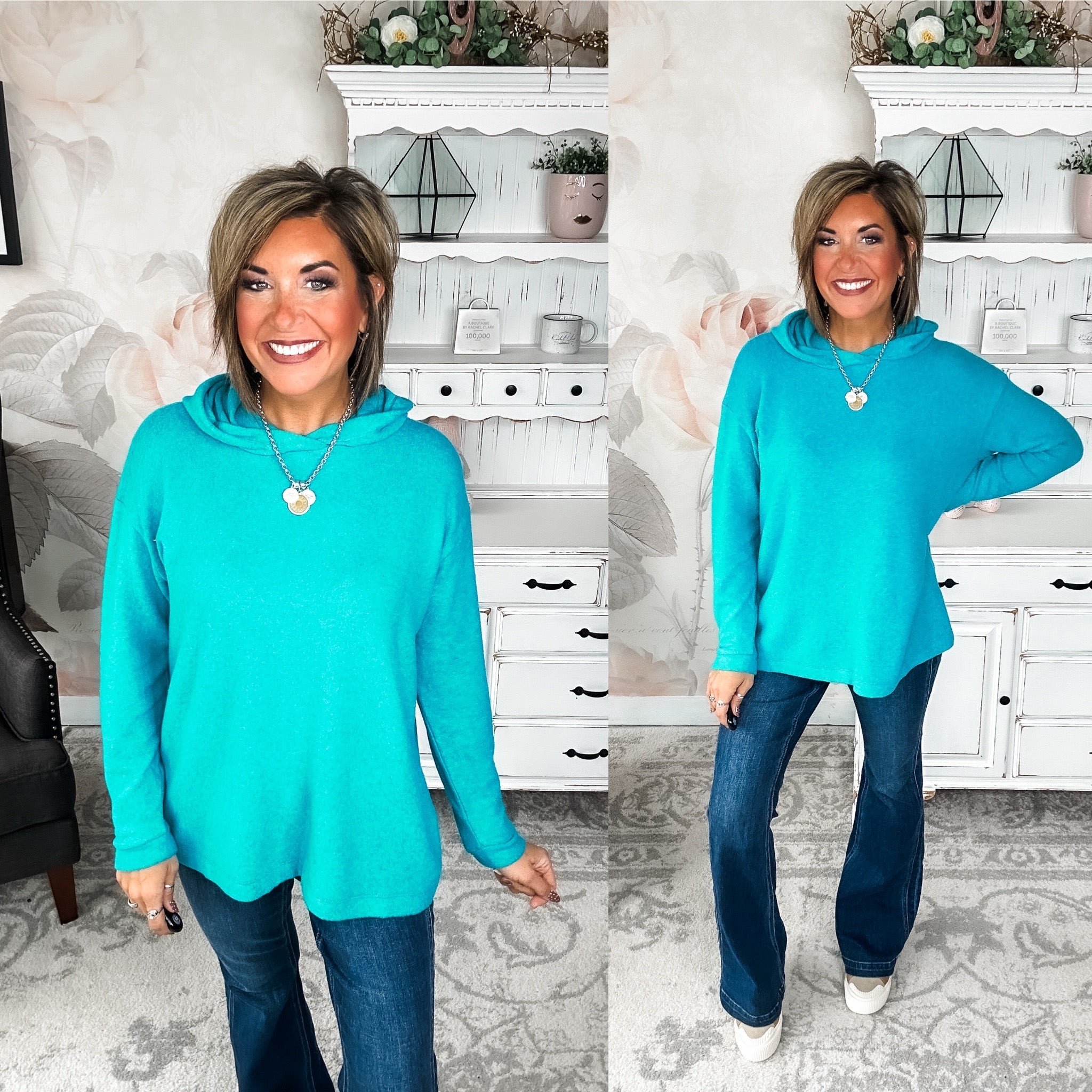 Shop Til Sunrise Sweater- Light Teal