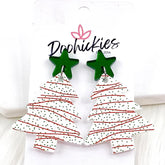 2" Green Star & Festive Tree Acrylic Dangles Christmas Earrings