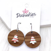 1.25" Jolly 3-D Decorated Tree Christmas Earrings