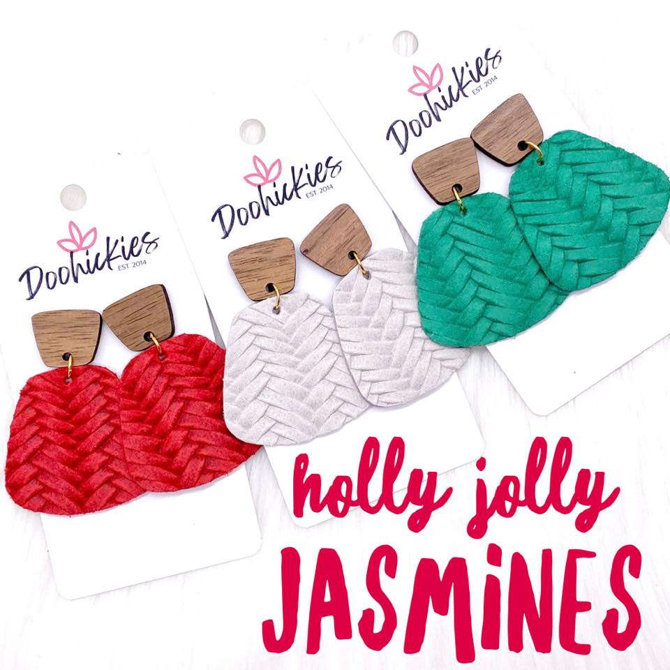 2" Holly Jolly Jasmine Dangle Earrings- Green