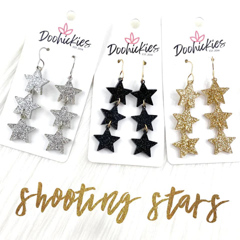 2.75" Shooting Star Drops Earrings - Silver