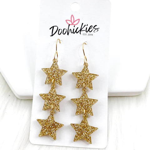 2.75" Shooting Star Drops Earrings - Gold