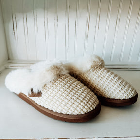 Sweater Platform Slipper - Cream