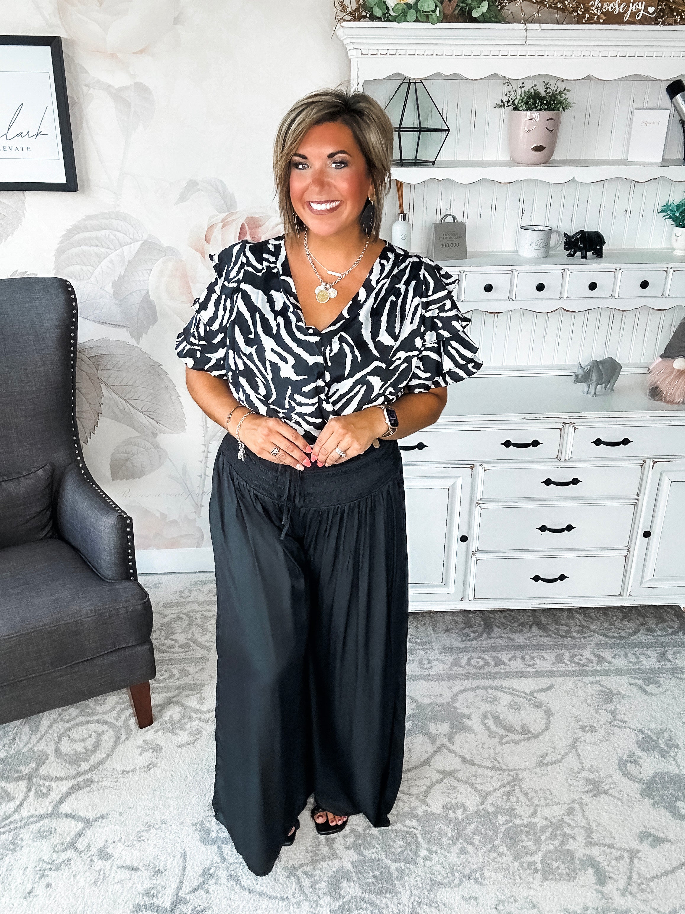 Feeling Sassy Zebra Bodysuit - Black