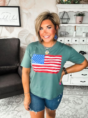 Sketch the Flag Graphic Boyfriend Tee