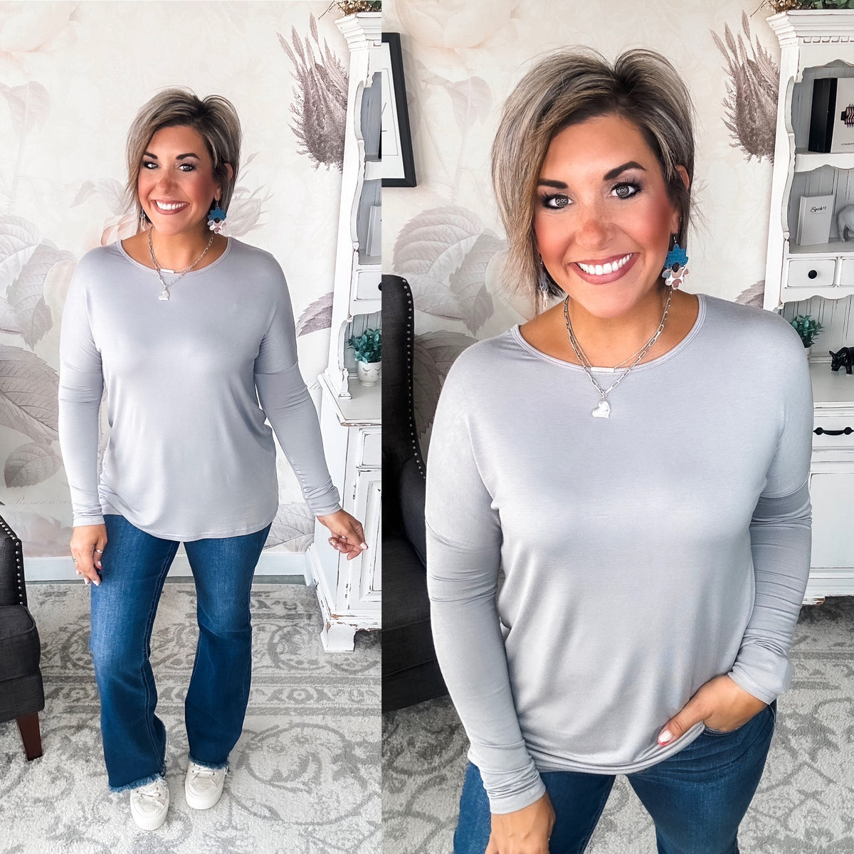 She's Fabulous Long Sleeve Tee - Grey