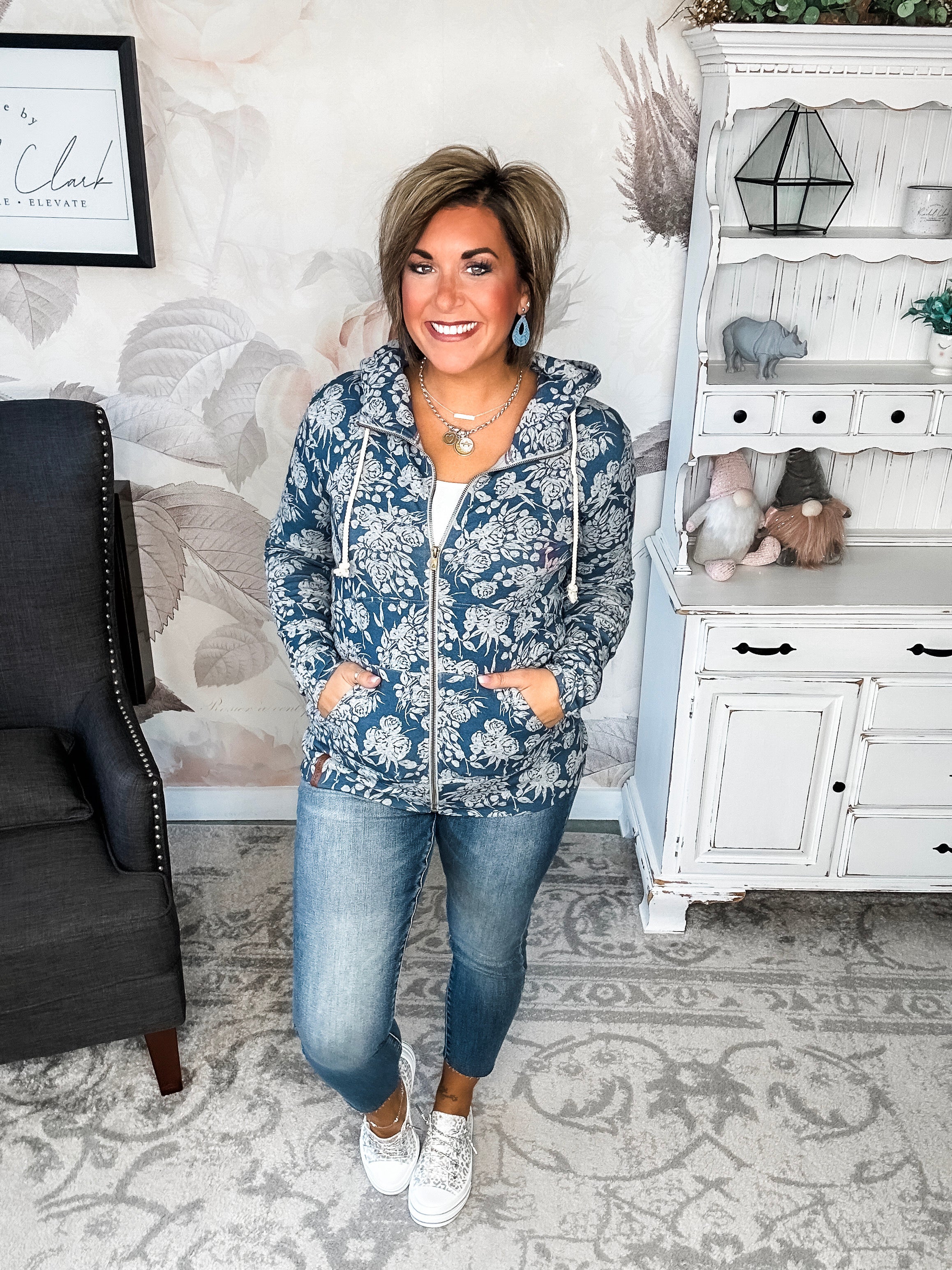 Ampersand Avenue Fullzip Sweatshirt - Twilight Blooms