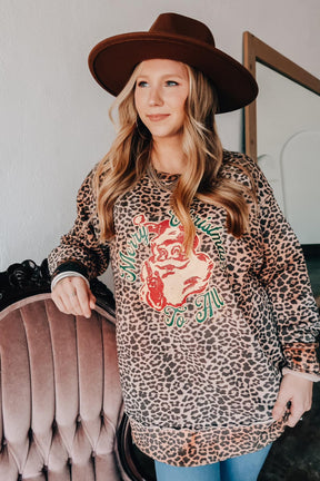 Leopard Vintage Santa Pullover