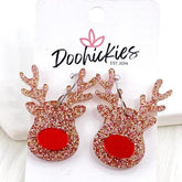 1.5" Rudolph Reindeer Dangle Christmas Acrylic Earrings