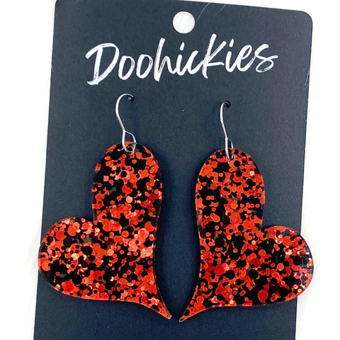 Red Hot Swoopy Hearts Earrings
