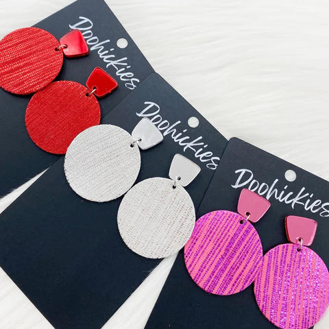 2" Shimmer Rain Piggy Dangle Earrings - Red