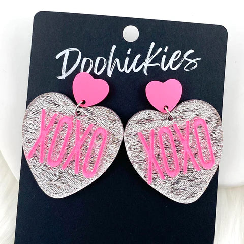 2" XOXO Heart Acrylic Dangles - Earrings