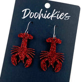 1.5" Glittery Red Crawfish Acrylic Dangle Earrings