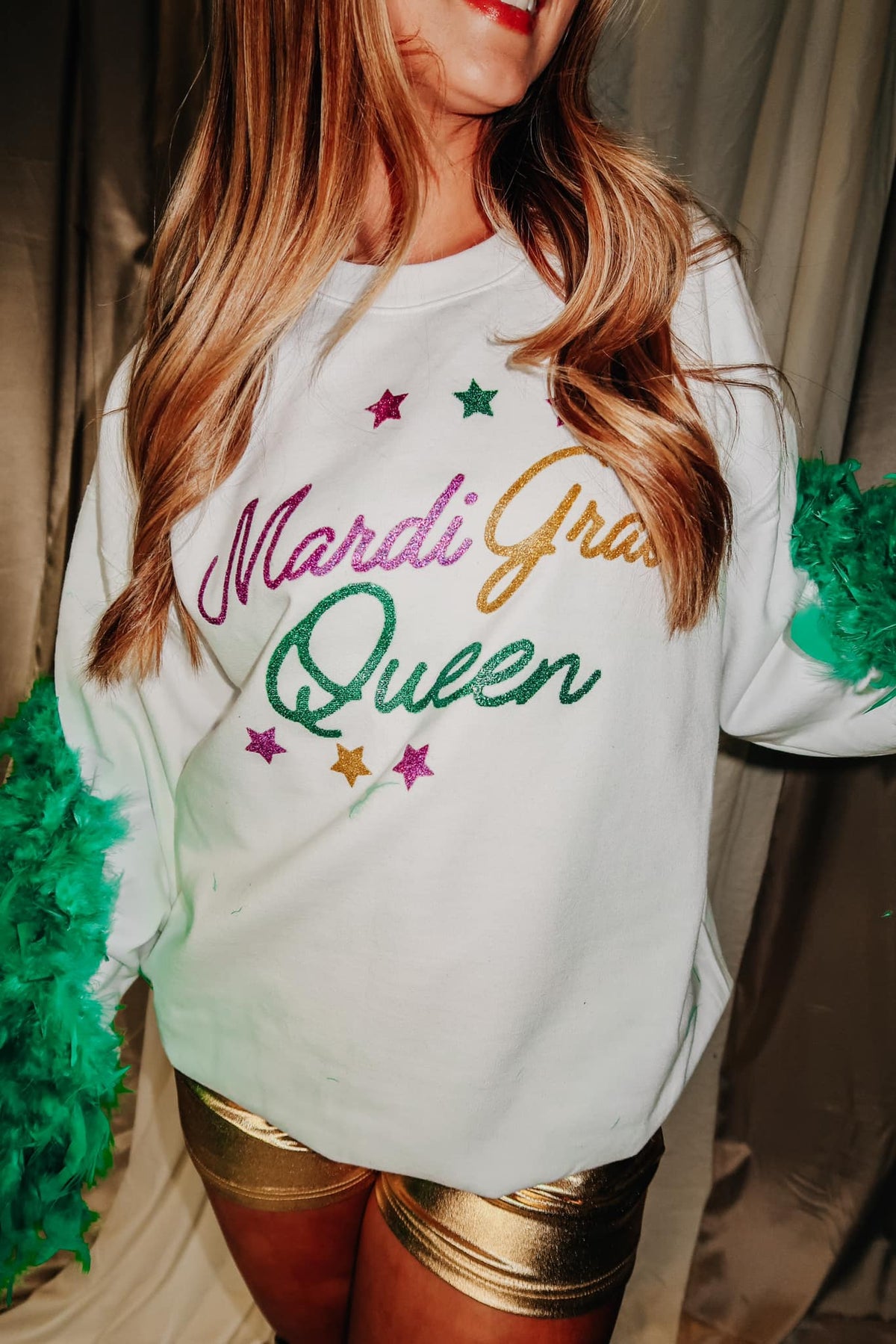 Mardi Gras Queen Glitter Sweatshirt