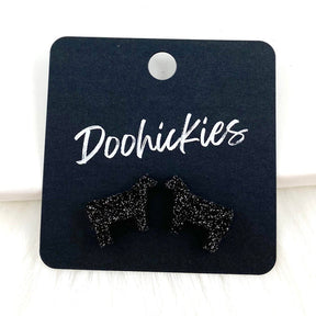 Show Animal Stud Earrings - Black Glitter Cows