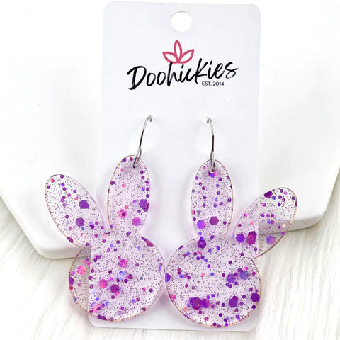 2.5" Purple Splatter Confetti Bunny Heads - Easter Earrings