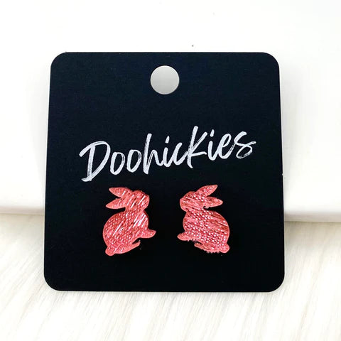15mm Pink Saffiano Rabbit - Easter Earrings