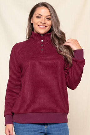 Forever In My Mind Quilted Pullover - Burgundy