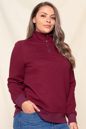 Forever In My Mind Quilted Pullover - Burgundy