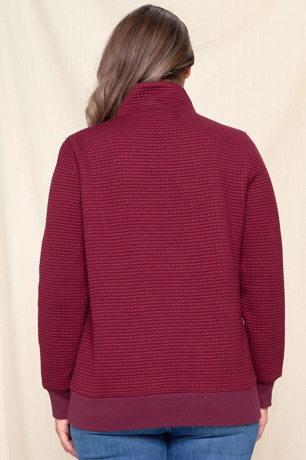 Forever In My Mind Quilted Pullover - Burgundy