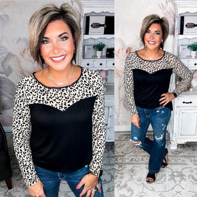 Just a Flirt Lace Detail Long Sleeve Top - Taupe