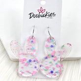 2.5" Pastel Splatter Confetti Bunny Heads - Easter Earrings