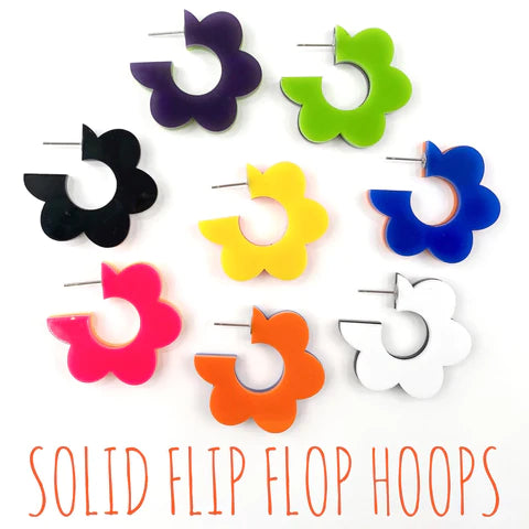 1.5" Flippy Acrylic Hoop Earrings - Yellow & Pink