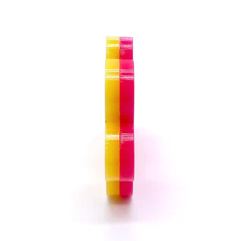 1.5" Flippy Acrylic Hoop Earrings - Yellow & Pink