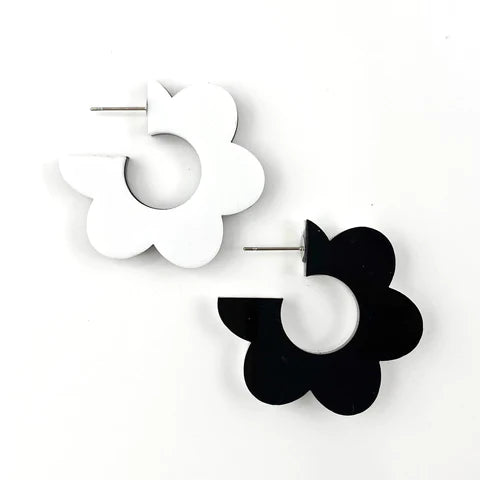 1.5" Flippy Acrylic Hoop Earrings - Black & White