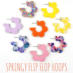 1.5" Flippy Acrylic Hoop Earrings - Bright Confetti & Orange