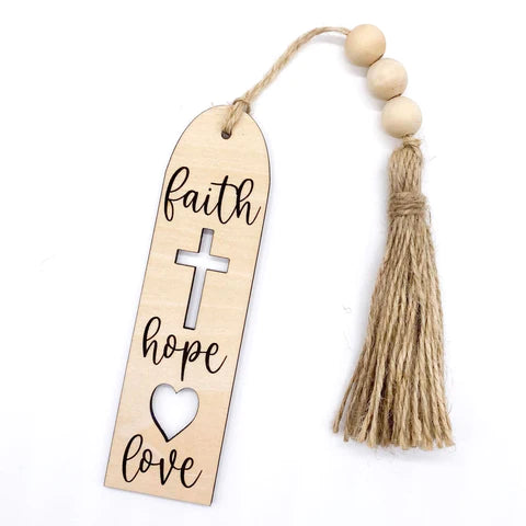 Wooden Bookmark - Faith, Hope, Love