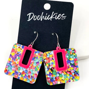 1.5" Bright Confetti Bellas Acrylic Earrings